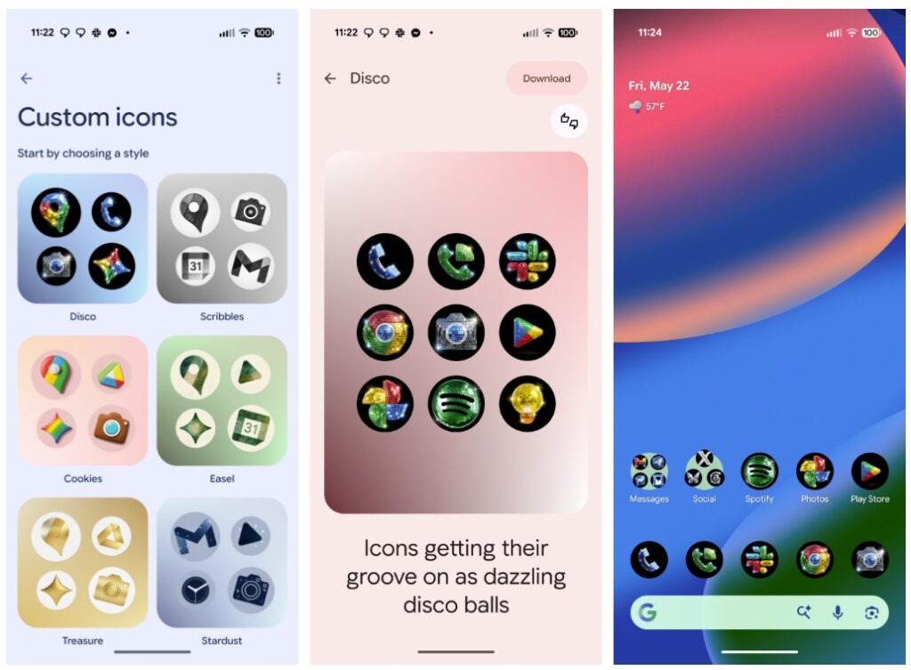 Google Pixel: arriva il tema icone ‘Disco’ con effetto palla specchiata — divisivo ma unico