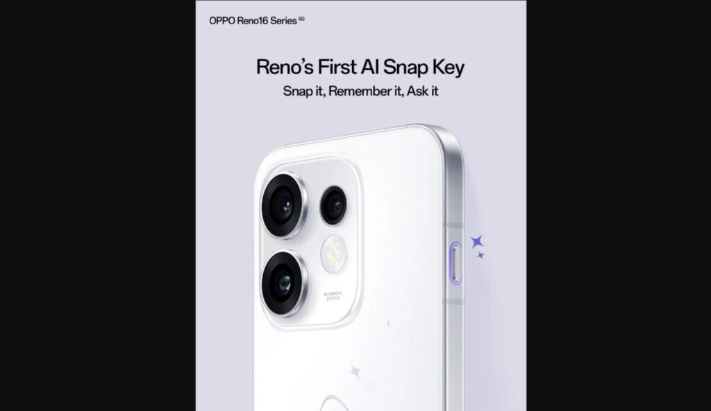 Oppo Reno 16 punta tutto sull’IA: arriva il tasto fisico AI Snap Key con ChatGPT e Gemini