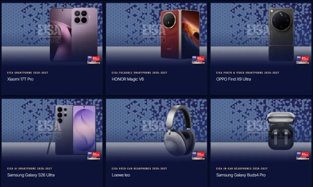 EISA Awards 2026-2027: Xiaomi 17T Pro è lo smartphone dell’anno, premi anche per Samsung, Honor e Oppo
