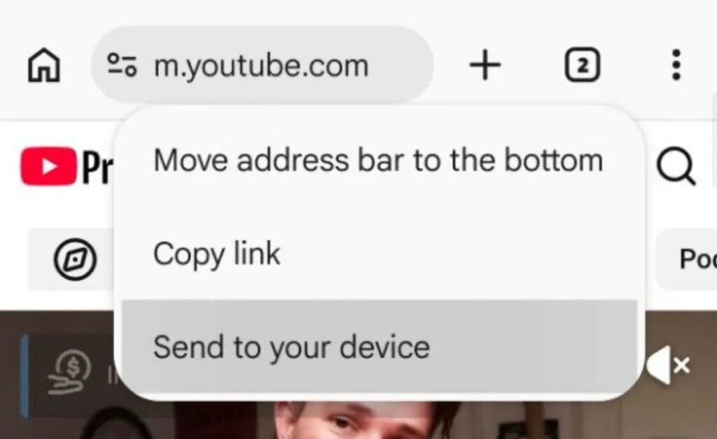Chrome per Android testa una scorciatoia per inviare le schede aperte ad altri dispositivi