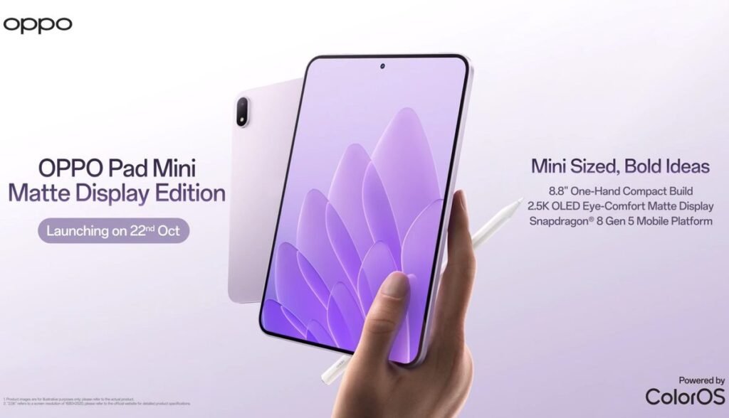 OPPO Pad Mini Matte Display Edition: la compatta con schermo opaco a 144Hz e Snapdragon 8 Gen 5 debutta in India